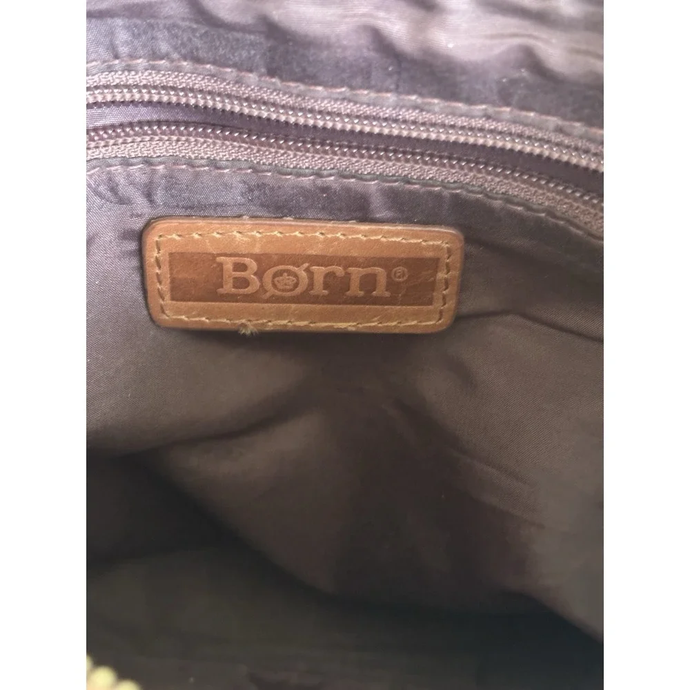 Born Brown Leather Woven Crossbody Bag Basket Weave Design